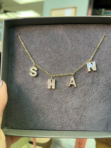Mother of Pearl Letter Charm Necklace - Seven