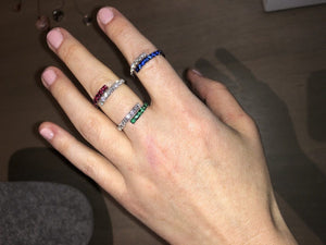 Sapphire and Diamond Cross Over Band