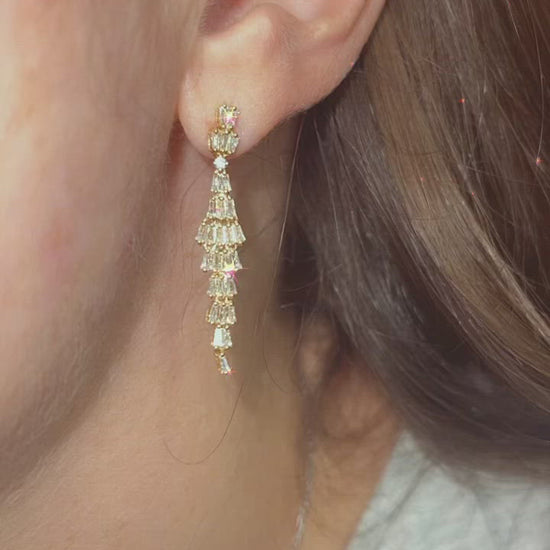 Diamond Baguette Dangle Earrings - Video