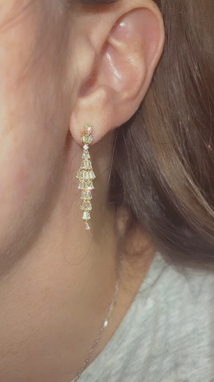 Diamond Baguette Dangle Earrings - Video