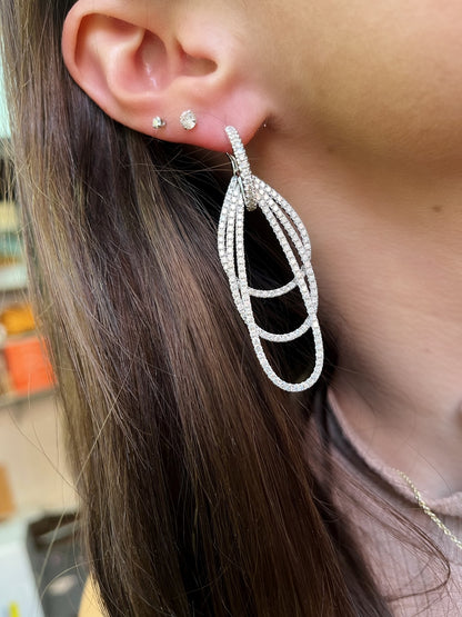 Three Tier Diamond Dangle Earrings 2