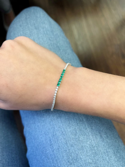 Emerald and Diamond Tennis Bracelet 2