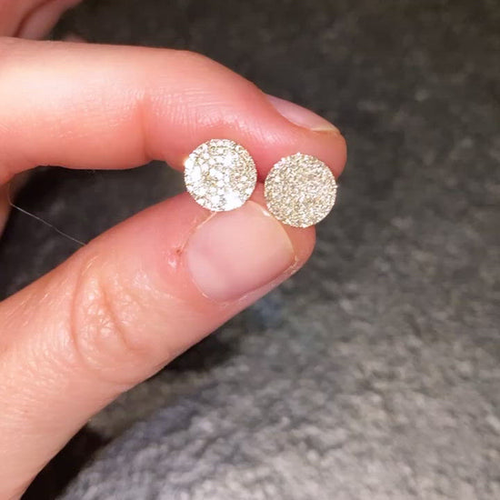 Large Pave Diamond Disc Earrings - Video