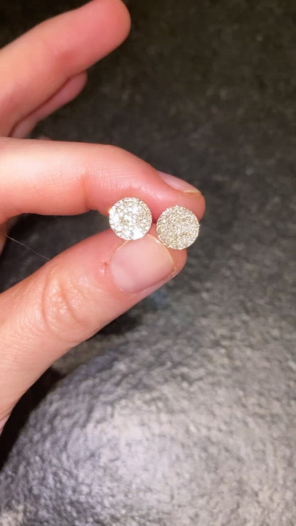Large Pave Diamond Disc Earrings - Video