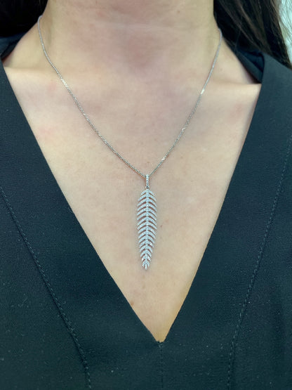 Small Feather Diamond Pendant 2