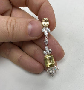 Fancy Diamond and Yellow Sapphire Dangle Earrings
