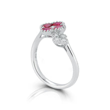 Load image into Gallery viewer, Ruby and Diamond Double Flower Ring - Two