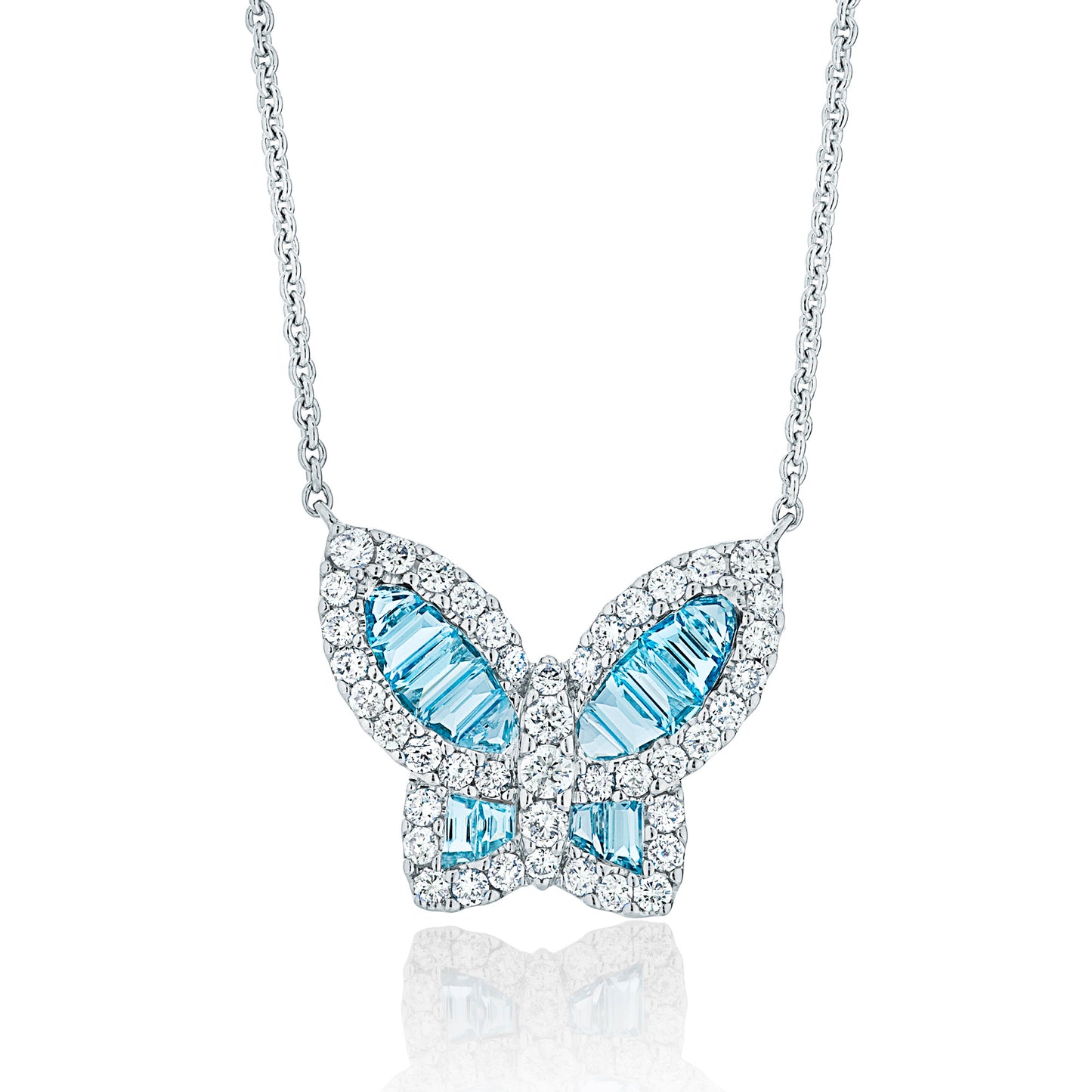 Large Aquamarine and Diamond Butterfly Pendant