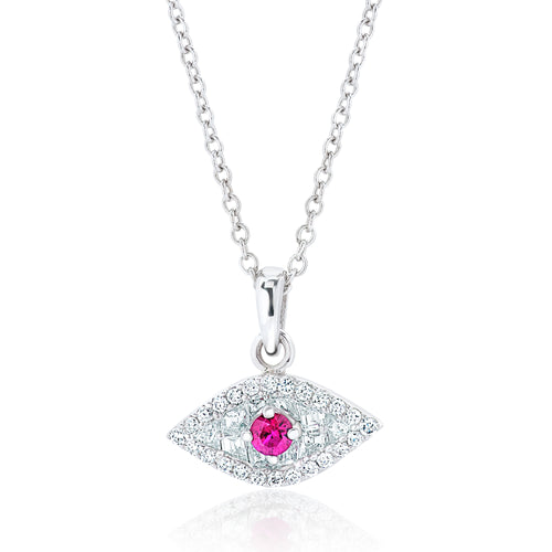 Petite Evil Eye Diamond and Colored Stone Necklace
