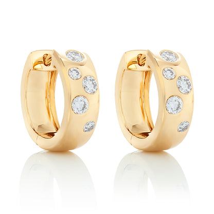 Scattered Diamond Huggie Earrings