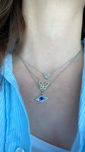 Load image into Gallery viewer, Large Diamond and Sapphire Evil Eye Pendant 4
