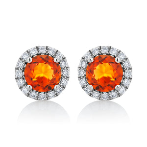 Citrine and Diamond Halo Stud Earrings