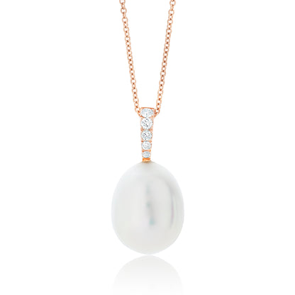 Pearl and Diamond Drop Pendant