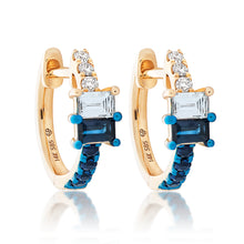 Load image into Gallery viewer, Sapphire and Diamond Petite Hoop Earrings