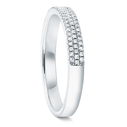 Three Row Half Way Diamond Band - White