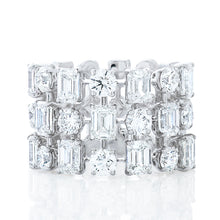 Load image into Gallery viewer, Three Row Emerald Cut and Round Shape Diamond Band