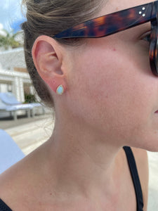 Tear Drop Opal and Diamond Stud Earrings 2