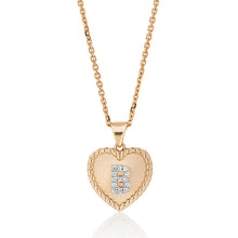 Load image into Gallery viewer, Small All Gold and Diamond Single Initial Heart Pendant