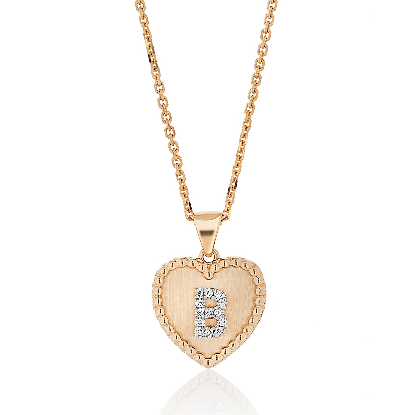 Small All Gold and Diamond Single Initial Heart Pendant