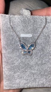 Large Aquamarine and Diamond Butterfly Pendant 2