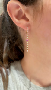 Diamond and Pink Sapphire Strand Earrings 2