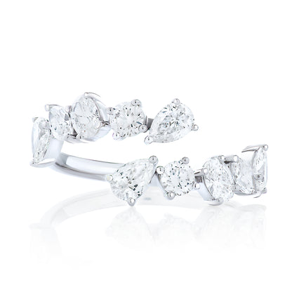 Diamond Mixed Cut Bypass Ring