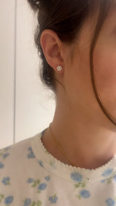 Medium Diamond Flower Stud Earrings 2