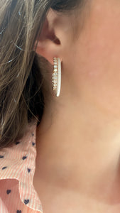 White Agate and Diamond Double Hoop Earrings 2