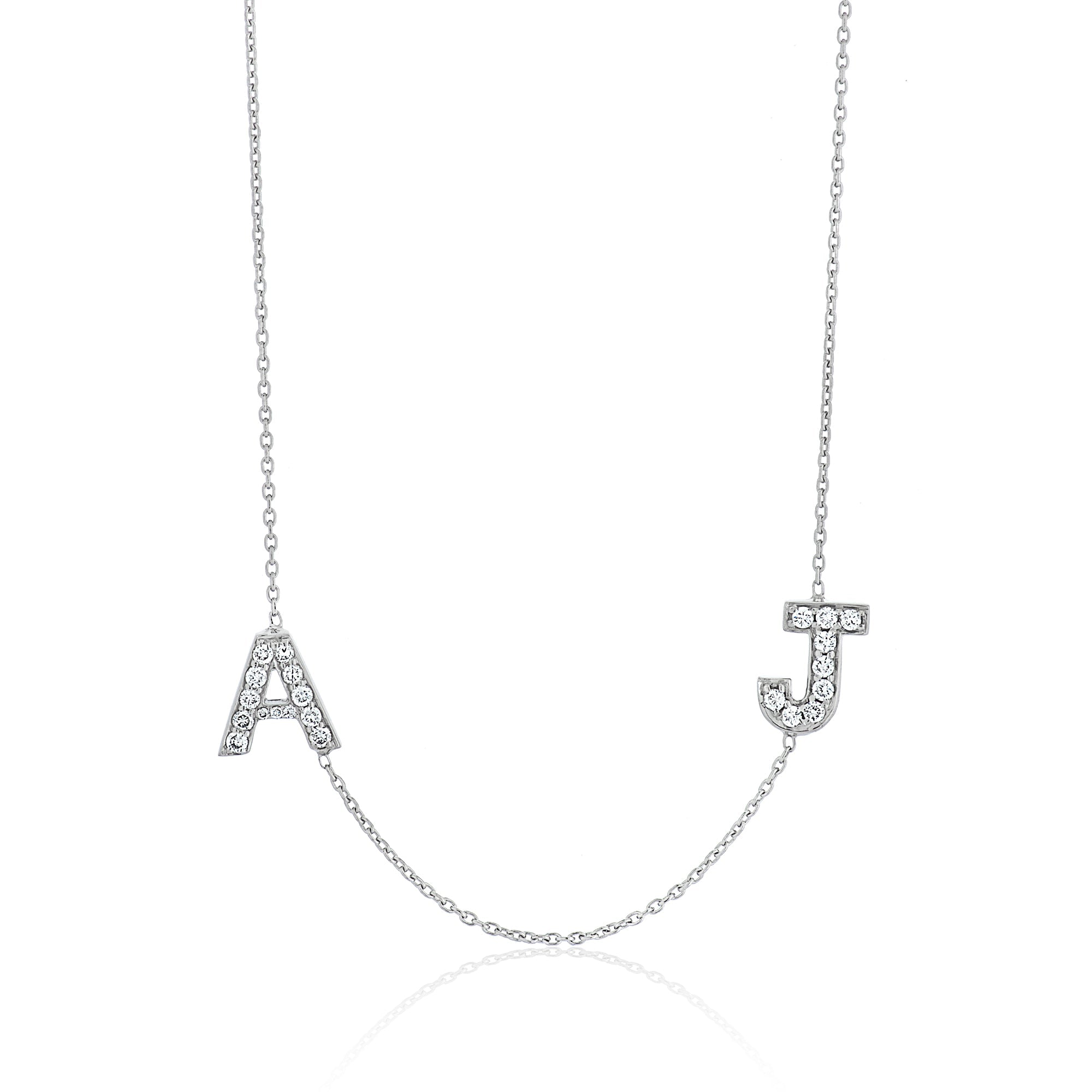 Large Pave Diamond Initial Charm Necklace S / with Chain