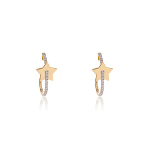 Petite Diamond Star Hoops Earrings