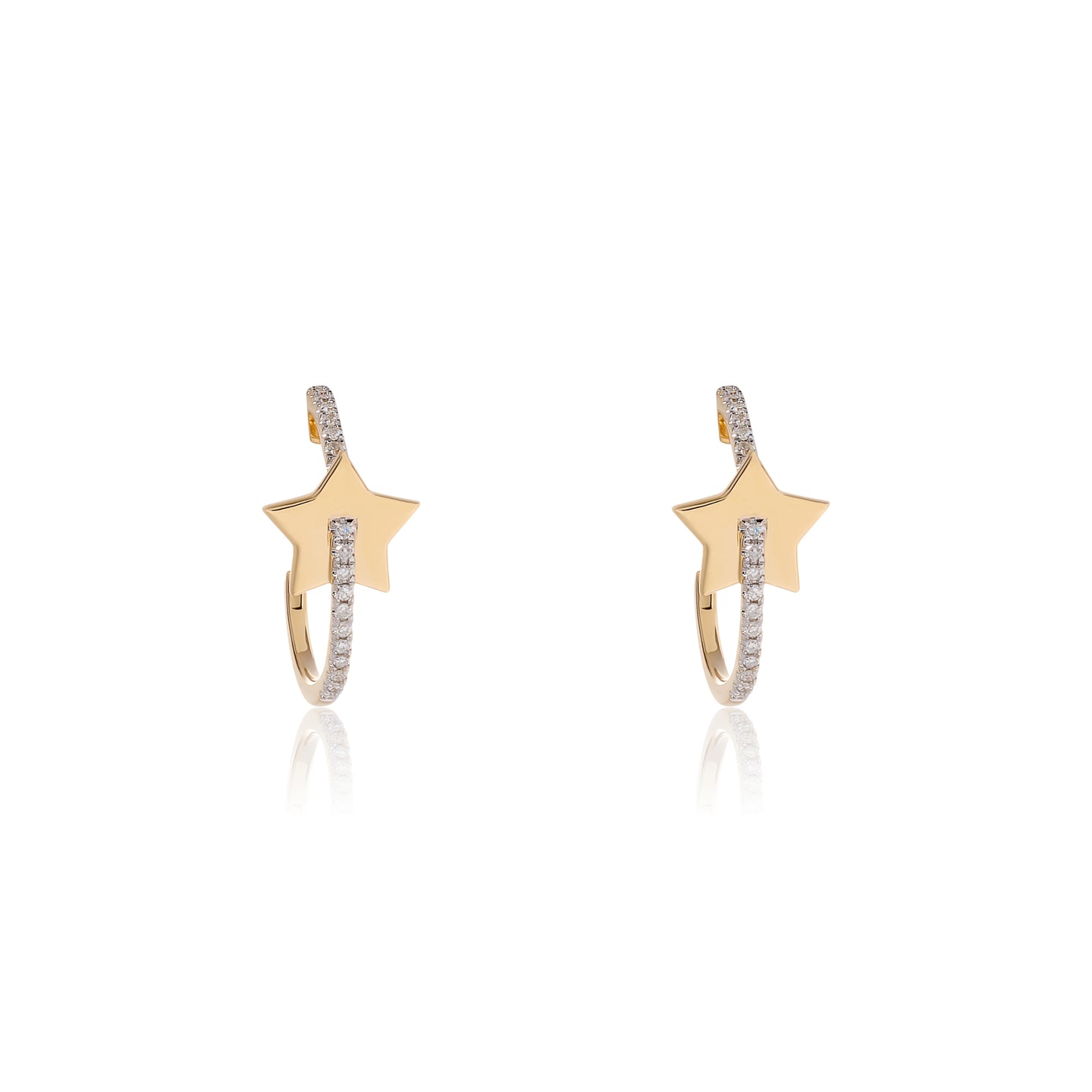 Petite Diamond Star Hoops Earrings