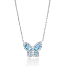 Load image into Gallery viewer, Medium Aquamarine and Diamond Butterfly Pendant