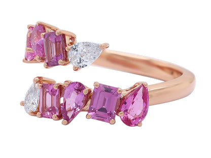 Pink Sapphire and Diamond Mixed Cut Ring 4