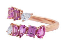 Load image into Gallery viewer, Pink Sapphire and Diamond Mixed Cut Ring 4