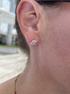 Petite Elephant Diamond Stud Earrings. 2