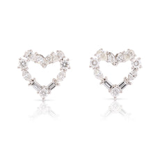 Load image into Gallery viewer, Mixed Cut Diamond Heart Stud Earrings