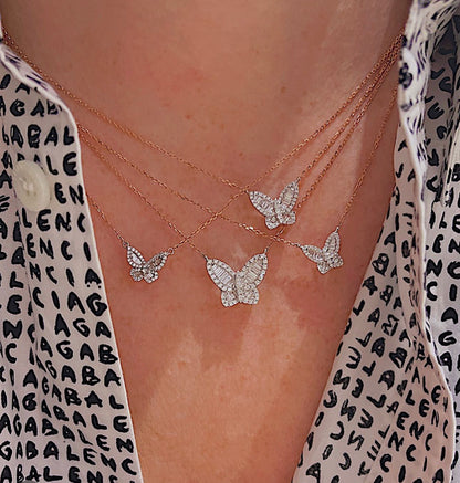 Medium Two Tone Diamond Butterfly Pendant 4