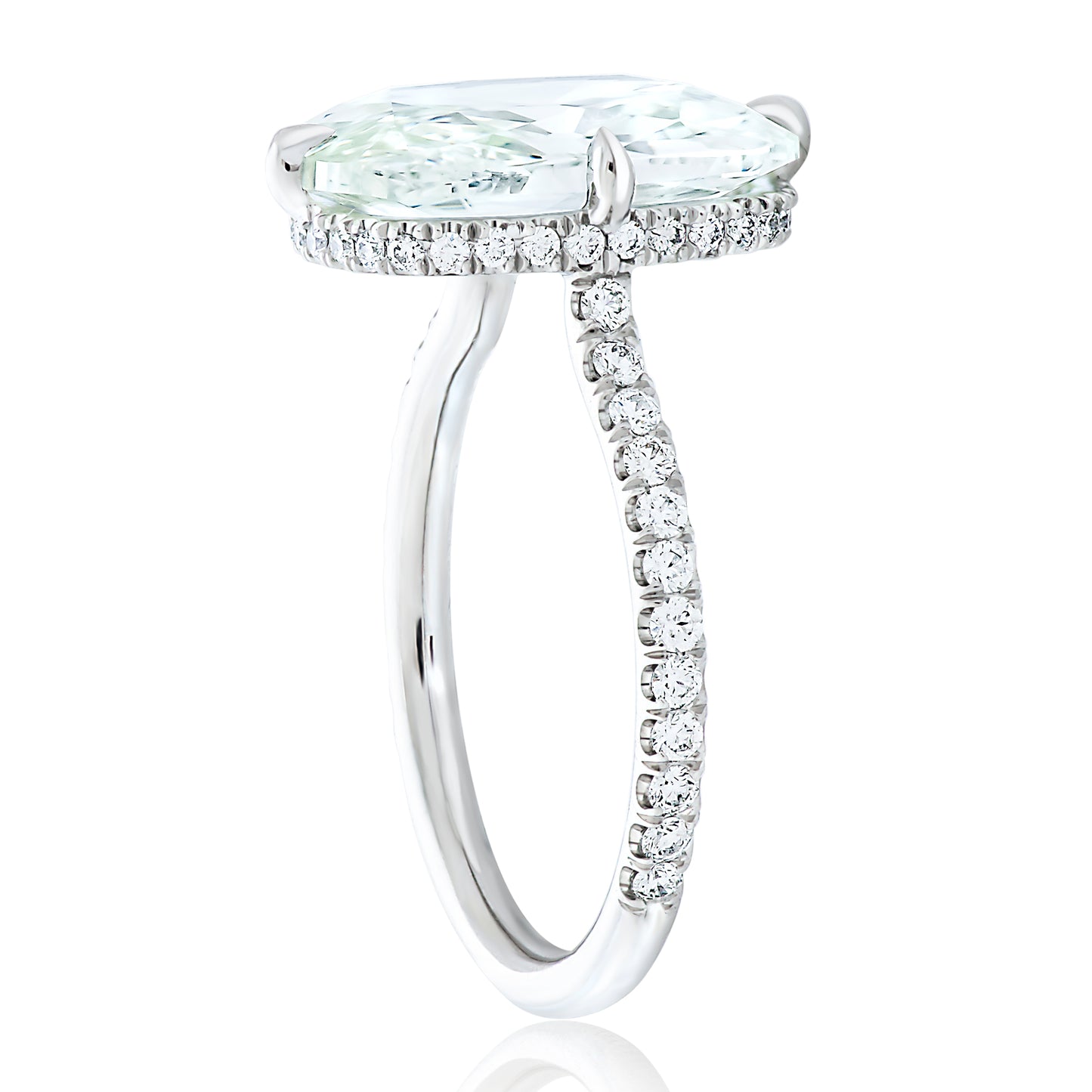 Antique Cushion Set In Compass Diamond Engagement Ring