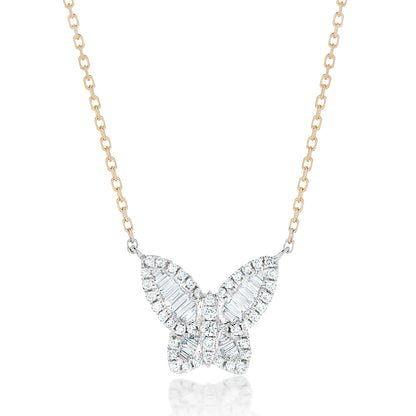 Medium Two Tone Diamond Butterfly Pendant