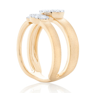 Three Circle Pave Diamond Disc Ring 2