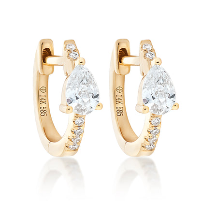Diamond Pear Hoop Earrings