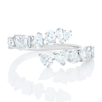 Mixed Cut Diamond Cross Over Ring
