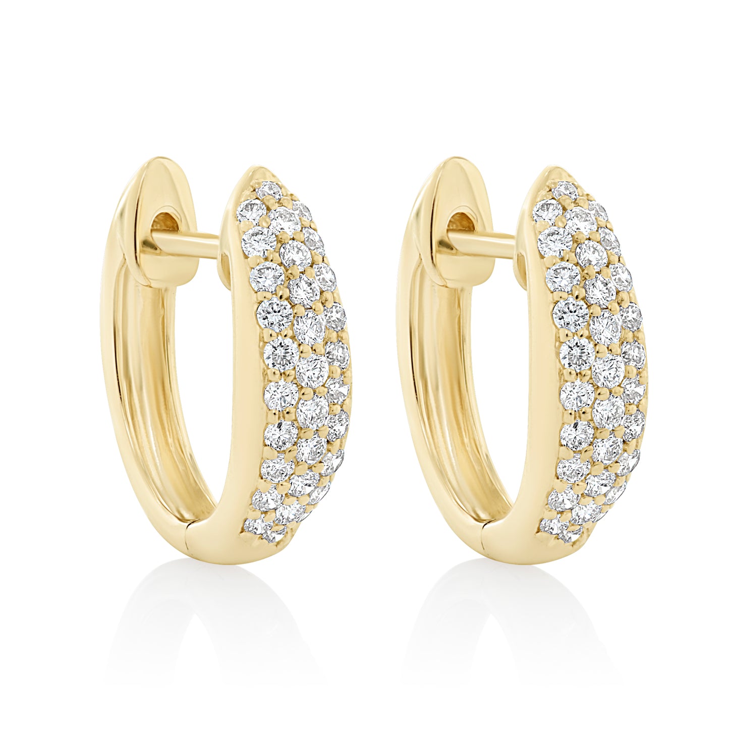 Elongated Pave Diamond Huggie Earrings