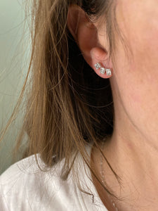 Illusion Diamond Ear Climber Earrings - Two