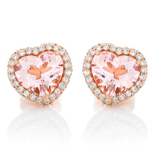 Load image into Gallery viewer, Pink Morganite and Diamond Heart Earrings