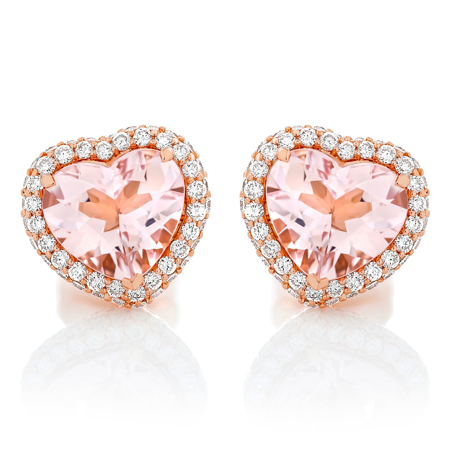 Pink Morganite and Diamond Heart Earrings