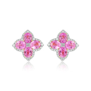 Pink Sapphire Petal Diamond Earrings