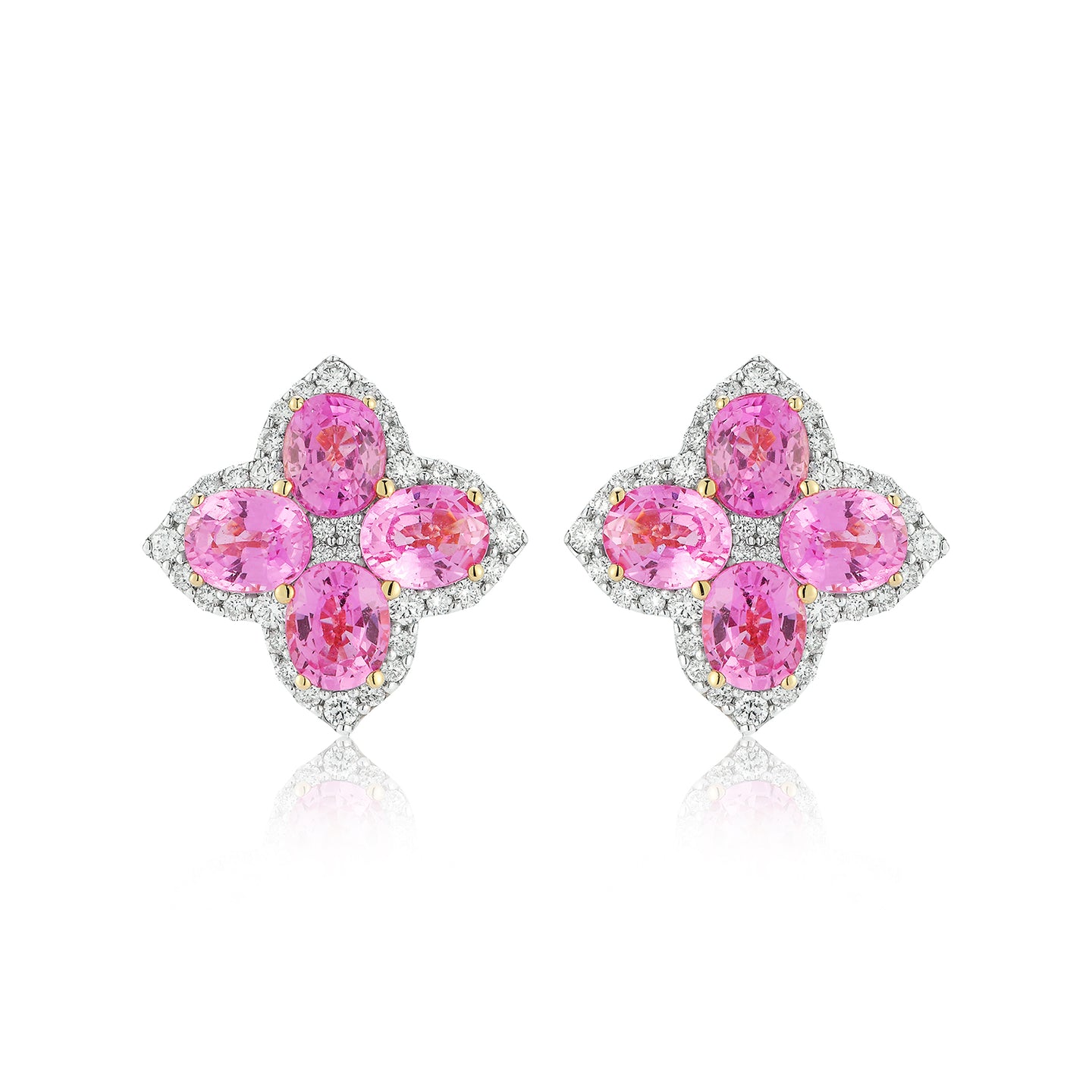 Pink Sapphire Petal Diamond Earrings