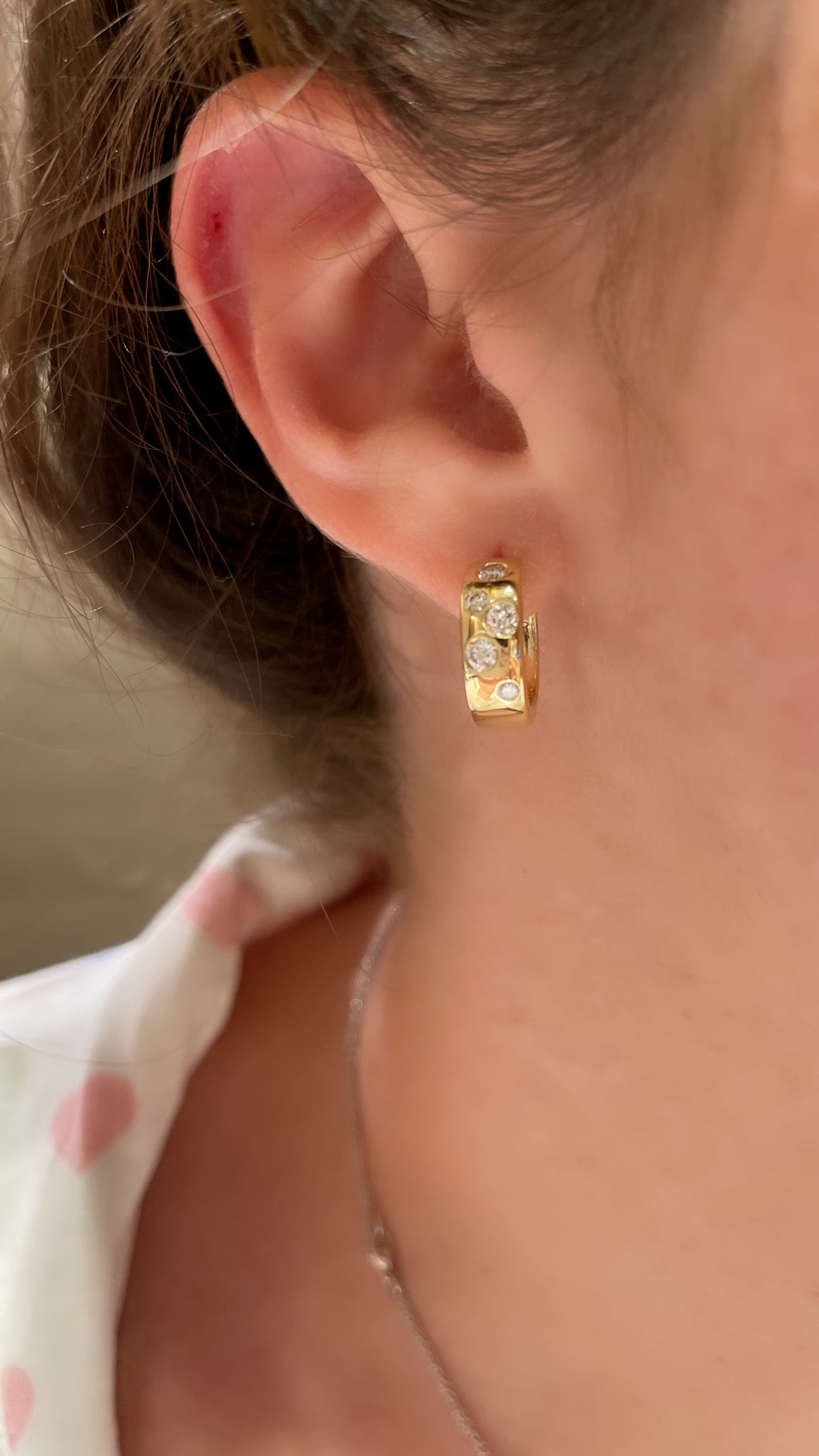 Scattered Diamond Huggie Earrings 4