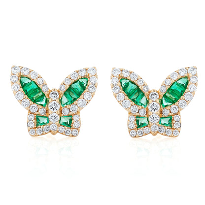 Petite Emerald and Diamond Butterfly Earrings
